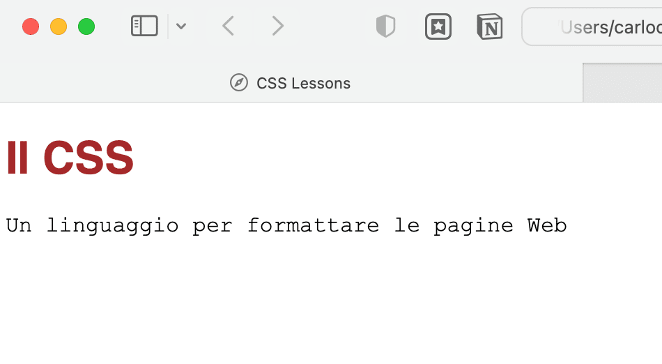 esempio di regole CSS
